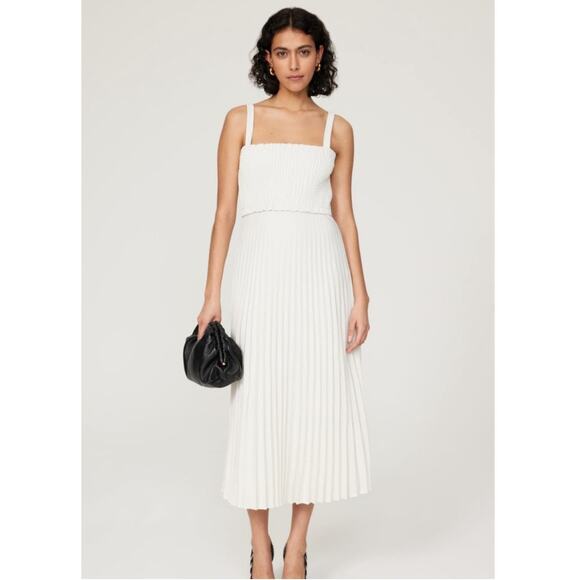 Proenza Schooler Sleeveless Smocked Pleated Midi Dress White Size 8 NWT - Picture 1 of 13